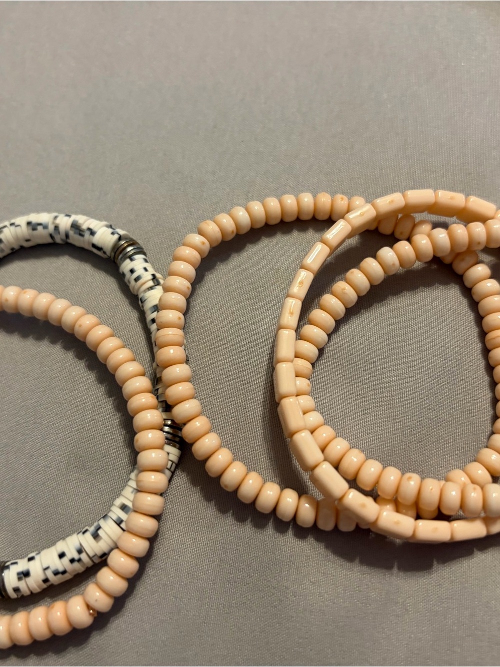 Plunder Peach and Ivory Bead Bracelet Set
